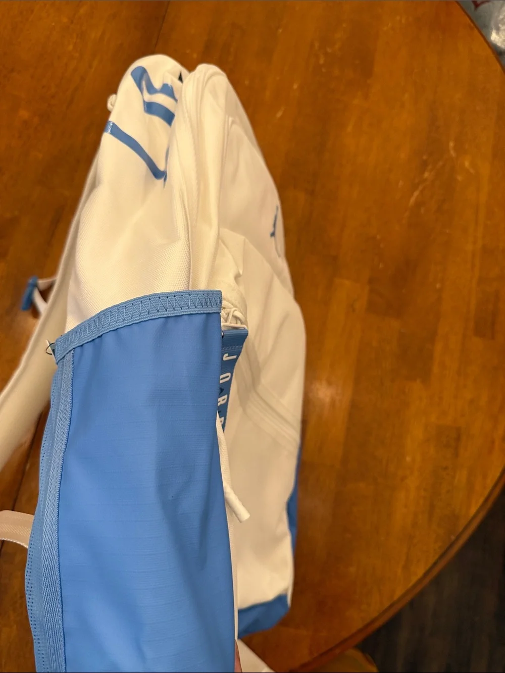 Jordan White and Light Blue Backpack